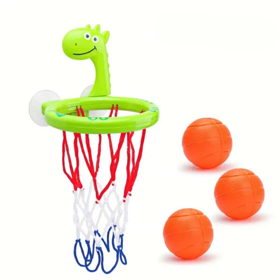 Badspeelgoed Basketbal Set met Dino Net en Zachte Ballen voor Kinderen vanaf 3 Jaar