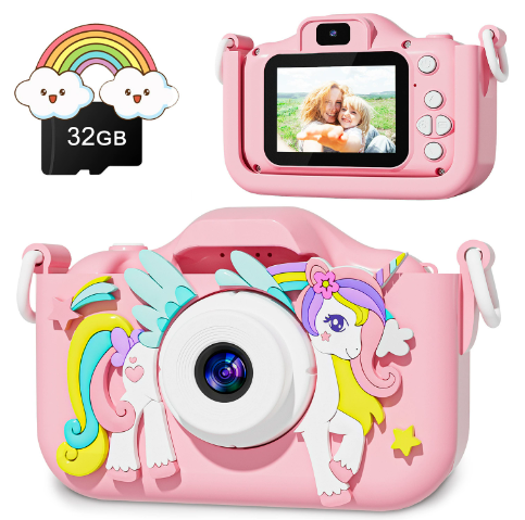 Kindercamera Unicorn met Foto en Video Functie en 32GB SD-kaart