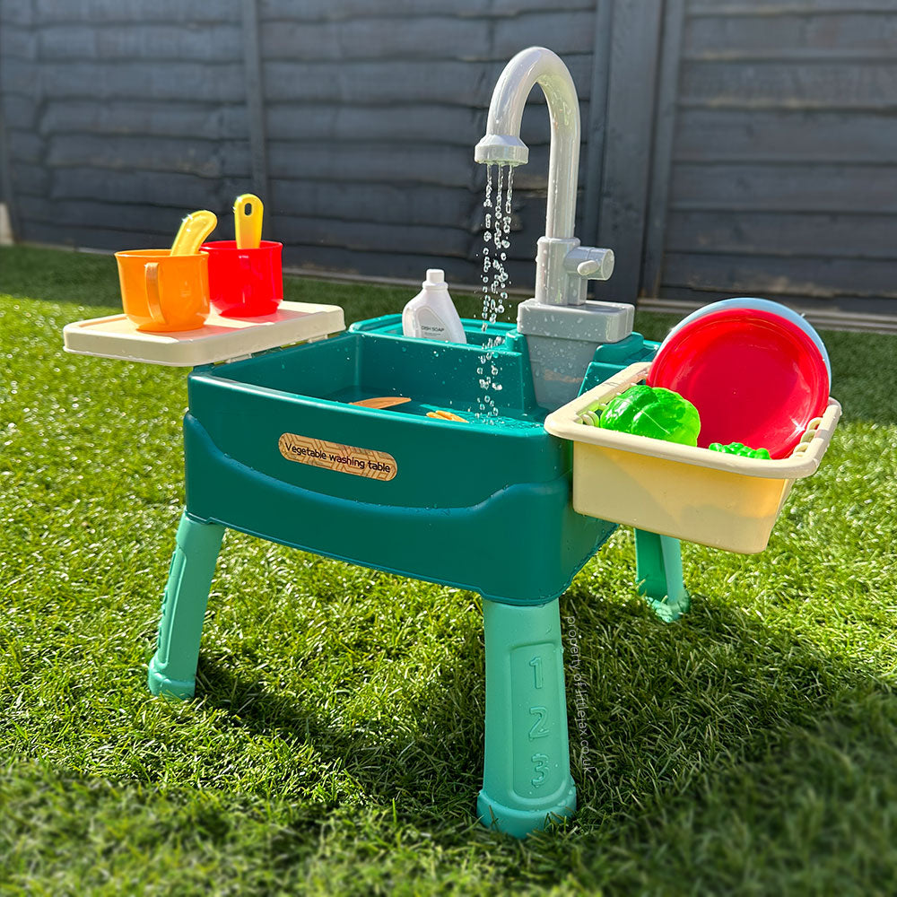 Speelkeuken met Werkende Waterkraan 19-Delige Accessoireset voor Kinderen Binnen en Buiten